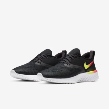 Nike Odyssey React Flyknit 2 - Női Futócipő - Fekete/Fekete